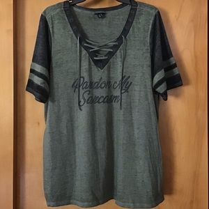 Torrid green football tee.